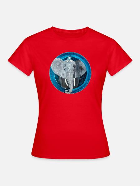 Elefanten-Mandala in Fantasy Stil - Frauen T-Shirt - Rot