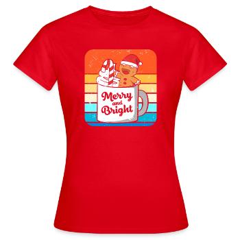 Bonhomme en pain d'épices de Noël en pain d'épices - T-shirt Femme - rouge - Devant - AI Model Female 172 dark (172cm)