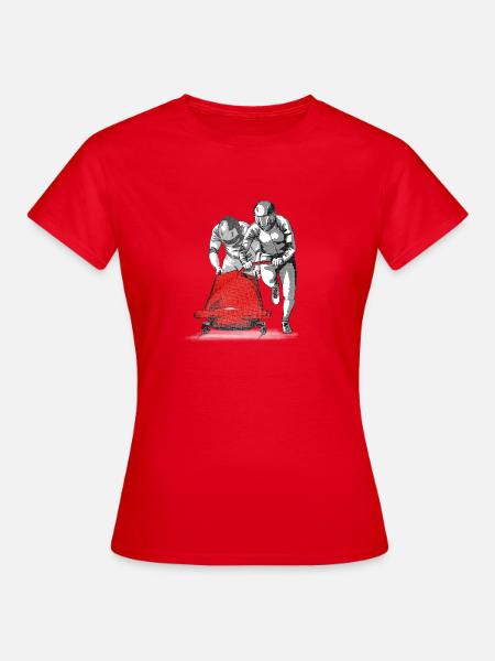 Bobfahrer beim Anschieben am Start - Frauen T-Shirt - Rot