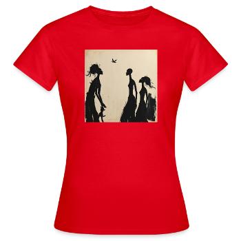 Feminine Silhouetten und minimalistischer Vogel - Frauen T-Shirt - Rot - Vorne - AI Model Female 172 dark (172cm)