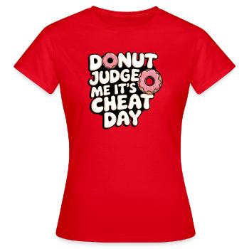 Freches Donut T-Shirt zum Tag des Gerichts - Frauen T-Shirt - Rot - Vorne - AI Model Female 172 dark (172cm)