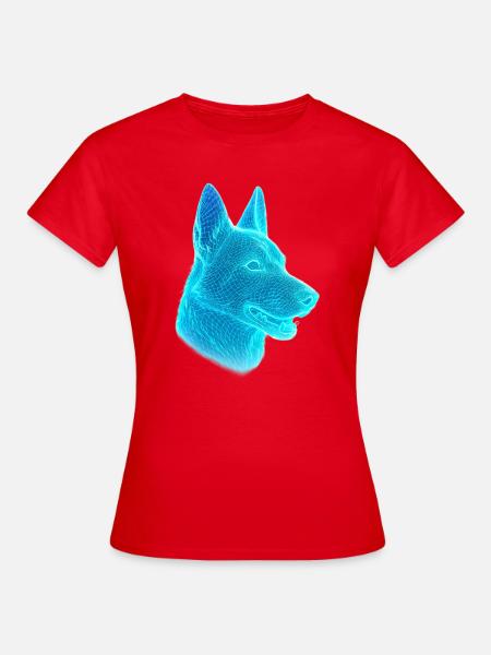 Neonwolf Kopf Netzkunst - Frauen T-Shirt - Rot