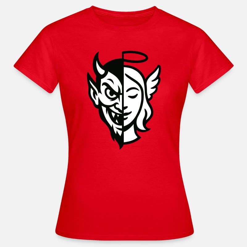 Split Face Dämon Engel - Frauen T-Shirt - Rot
