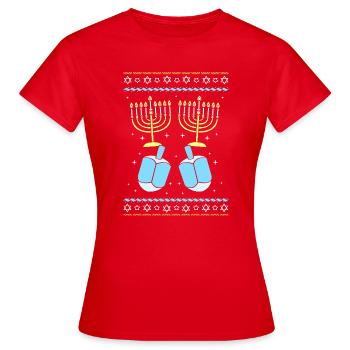 Chanukkah Hanukkah Hanukah - Frauen T-Shirt - Rot - Vorne - AI Model Female 172 dark (172cm)