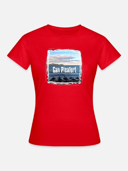 Can Picafort Strandprint - Frauen T-Shirt - Rot