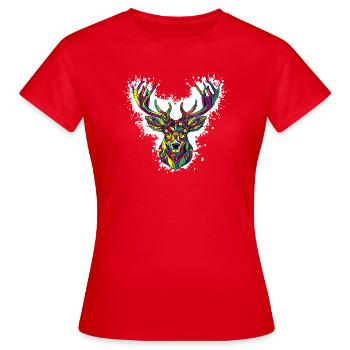 Hirschkopf   - Frauen T-Shirt - Rot - Vorne - AI Model Female 172 dark (172cm)
