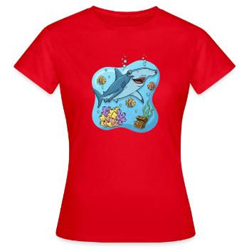 Hammerhai im Cartoon-Stil Im Ozean - Frauen T-Shirt - Rot - Vorne - AI Model Female 172 dark (172cm)