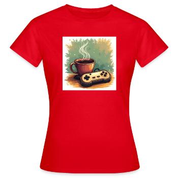 Caféine et campagnes - T-shirt Femme - rouge - Devant - AI Model Female 172 dark (172cm)