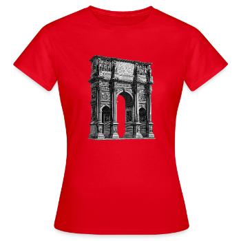 Römischer Triumphbogen – Antiker Stich - Frauen T-Shirt - Rot - Vorne - AI Model Female 172 dark (172cm)