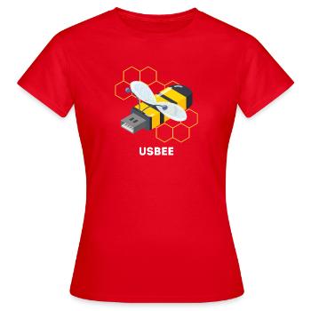 Funny USB Bee Cartoon - Women's T-Shirt - red - Front - AI Model Female 172 dark (172cm)