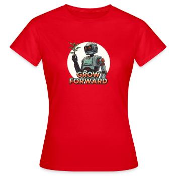 Grandir vers l’avant – Robot de science-fiction rétro - T-shirt Femme - rouge - Devant - AI Model Female 172 dark (172cm)