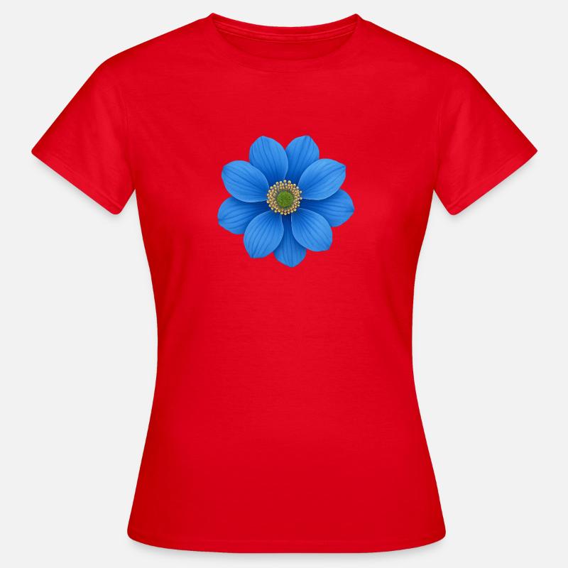 Cobalt Blue Flower Star Pattern - Women's T-Shirt - red