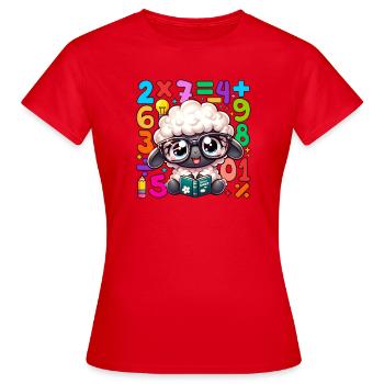 Nombre Jour Mouton Érudit Lecture Mathématiques - T-shirt Femme - rouge - Devant - AI Model Female 172 dark (172cm)