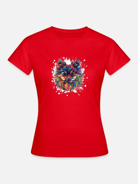 Hundeporträt Splatter - Frauen T-Shirt - Rot
