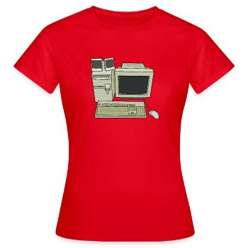 Configuration rétro du bureau d’ordinateur - T-shirt Femme - rouge - Devant - AI Model Female 172 dark (172cm)