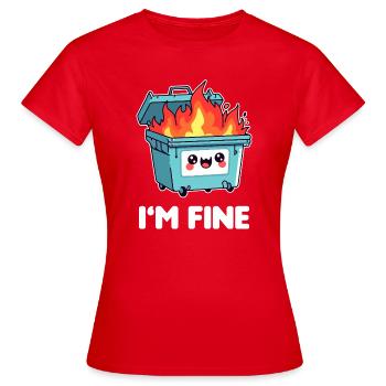 Kawaii Brennender Mülleimer - Frauen T-Shirt - Rot - Vorne - AI Model Female 172 dark (172cm)