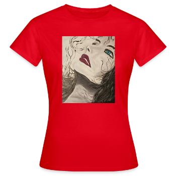 Expressionistisches Porträt mit Blauem Blick - Frauen T-Shirt - Rot - Vorne - AI Model Female 172 dark (172cm)