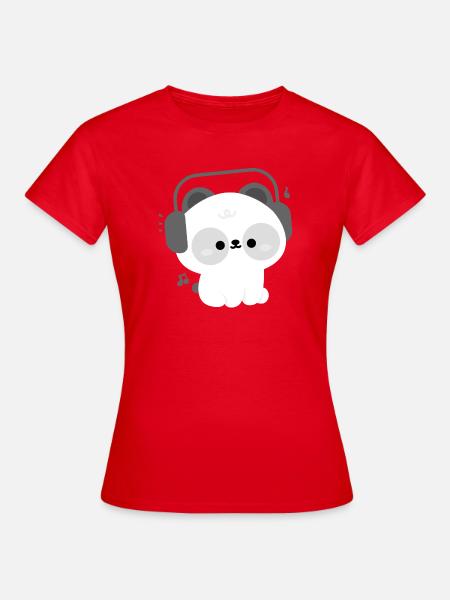 Panda Kopfhörer - Frauen T-Shirt - Rot