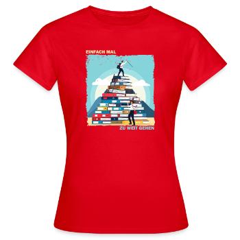 Stack of Books Rise - Women's T-Shirt - red - Front - AI Model Female 172 dark (172cm)