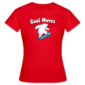 Cool Moves Eisbär Skateboard - Frauen T-Shirt - Rot - Vorne - AI Model Female 172 dark (172cm)