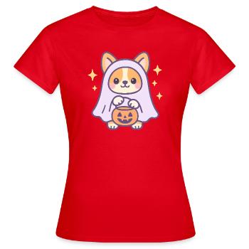 Corgi Fantôme Citrouille - T-shirt Femme - rouge - Devant - AI Model Female 172 dark (172cm)