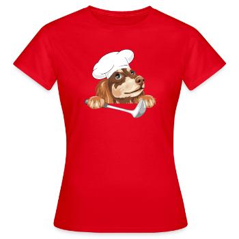 Teckel rêveur cuisinier avec une louche - T-shirt Femme - rouge - Devant - AI Model Female 172 dark (172cm)