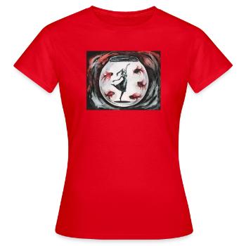 Dance in a glass ball: Girls and goldfish - Women's T-Shirt - red - Front - AI Model Female 172 dark (172cm)