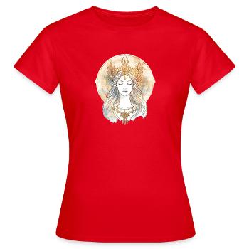 Mystic Goddess Line Art with Watercolor - Women's T-Shirt - red - Front - AI Model Female 172 dark (172cm)