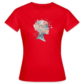 Elegante Frauen-Silhouette mit Blumen - Aquarell - Frauen T-Shirt - Rot - Vorne - AI Model Female 172 dark (172cm)