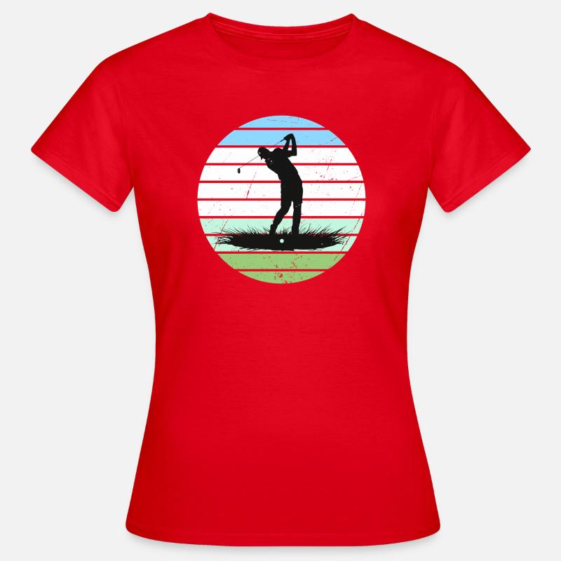 Golf silhouette in retro stripe circle - Women's T-Shirt - red