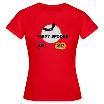 Nerdy Spooks - Frauen T-Shirt - Rot - Vorne - AI Model Female 172 dark (172cm)