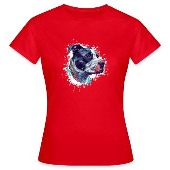 Bunter Hundekopf Illustration - Frauen T-Shirt - Rot - Vorne - AI Model Female 172 dark (172cm)