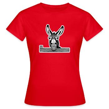 Laughing Donkey – Good Mood Guaranteed - Women's T-Shirt - red - Front - AI Model Female 172 dark (172cm)