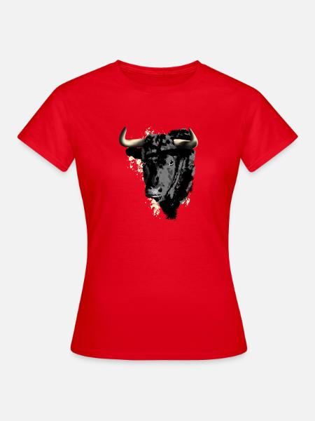 Stierkopf Druckgrafik - Frauen T-Shirt - Rot