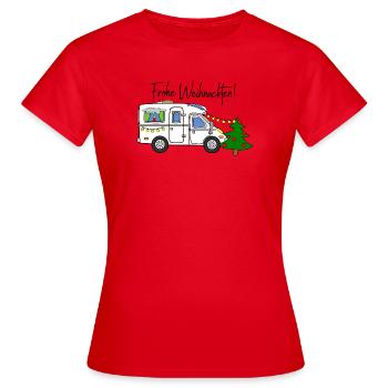 Frohe Weihnachten für Wohnmobil-Camper  - Frauen T-Shirt - Rot - Vorne - AI Model Female 172 dark (172cm)
