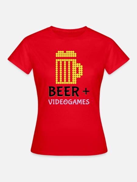 Pixel-Bier-Videospiele - Frauen T-Shirt - Rot