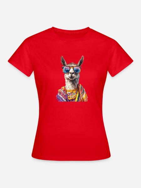 Lama - Frauen T-Shirt - Rot