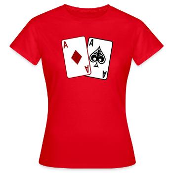 Poker Cards – Texas Hold'em Casino Design - Women's T-Shirt - red - Front - AI Model Female 172 dark (172cm)