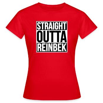 Straight Outta Reinbek - Frauen T-Shirt - Rot - Vorne - AI Model Female 172 dark (172cm)