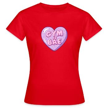 Gym Is Bae Bubble Heart Pastel Cartoon - Women's T-Shirt - red - Front - AI Model Female 172 dark (172cm)