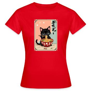 Kätzchen Pho Ramen Kunst - Frauen T-Shirt - Rot - Vorne - AI Model Female 172 dark (172cm)