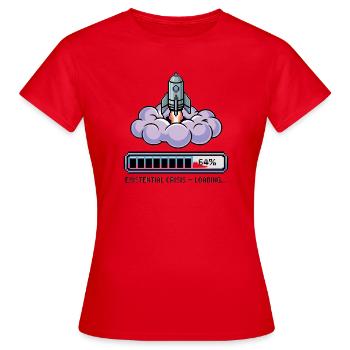 Digital Retro – Existential Crisis – Loading... - Frauen T-Shirt - Rot - Vorne - AI Model Female 172 dark (172cm)