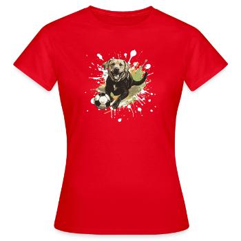 Labrador Hund Fussball Sport - Frauen T-Shirt - Rot - Vorne - AI Model Female 172 dark (172cm)