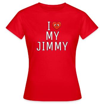J'aime Jimmy Nom Drôle - T-shirt Femme - rouge - Devant - AI Model Female 172 dark (172cm)