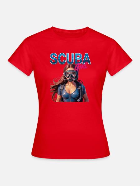 Scuba Girl Taucherin Design - Frauen T-Shirt - Rot