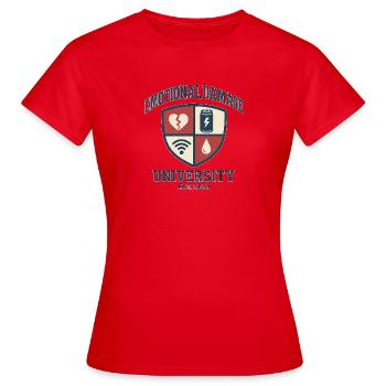 Emotional Damage University - Frauen T-Shirt - Rot - Vorne - AI Model Female 172 dark (172cm)