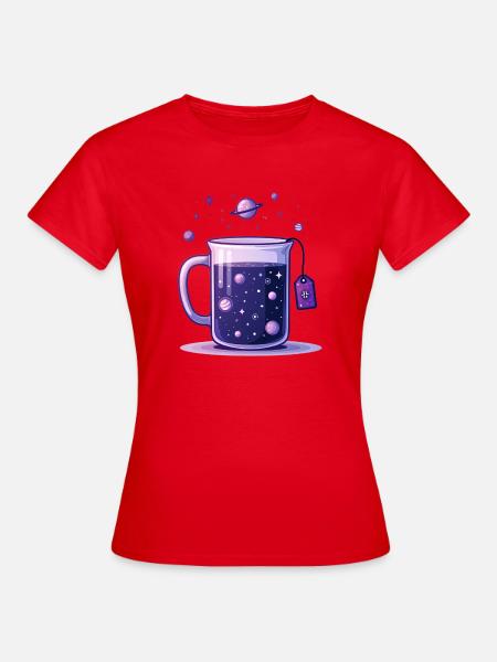 Universum-Tee Galaxie in der Tee Tasse - Frauen T-Shirt - Rot