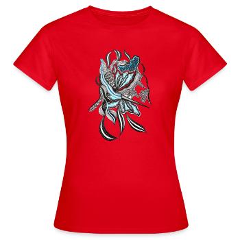 Conception de la ligne de fleur d’indigo - T-shirt Femme - rouge - Devant - AI Model Female 172 dark (172cm)