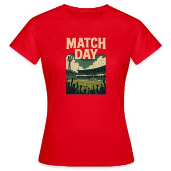 Jour de match – Conception du stade de football - T-shirt Femme - rouge - Devant - AI Model Female 172 dark (172cm)