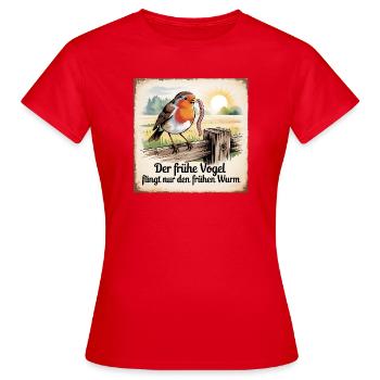 Le lève-tôt n’attrape que le ver précoce - T-shirt Femme - rouge - Devant - AI Model Female 172 dark (172cm)